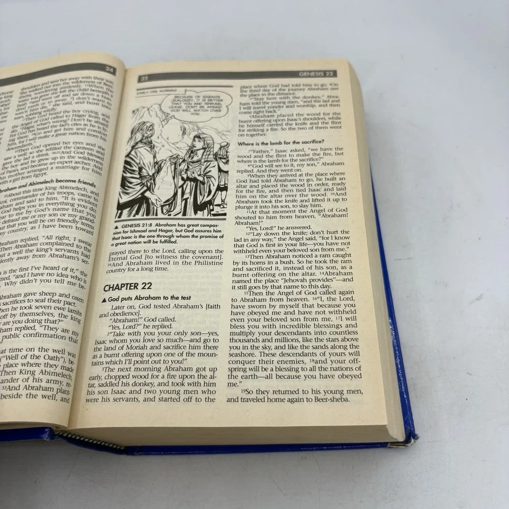 Vintage The Illustrated Bible Living Values Edition Student Blue Hardcover 1990
